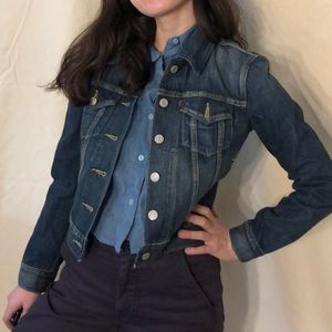 Levi’s dark wash jean cropped jacket